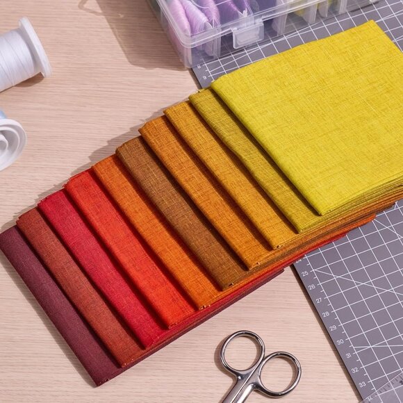 Autumn Hues 10pcs Cotton Quilting Fat Quarters Bundle - Medium Weight, Assorted - Picture 5 of 6